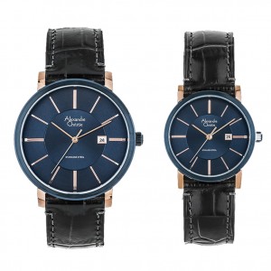 Alexandre Christie AC 8344 Rosegold Blue Couple
